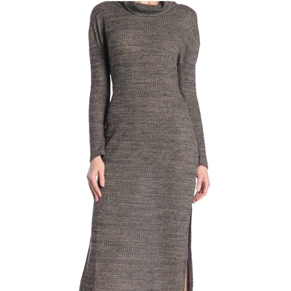 Ten Sixty Sherman Cowl Neck Long Sleeve Knit Bodycon Midi Dress - Picture 1 of 15